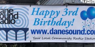 Holmes Chapel radio station’s funding appeal after covid hits income Dane Sound birthday banner.