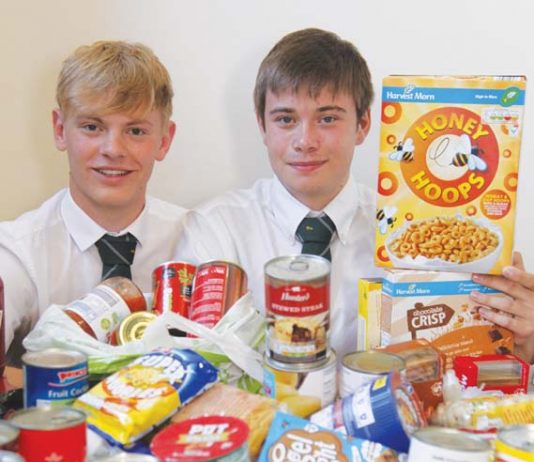 Sandbach foodbank sees referrals double in a year Back in 2018, head boy at Sandbach School George Higginson and deputy head boy Kobi Walter, both then aged 17, with some of the food collected by the school for the Trussell Trust.