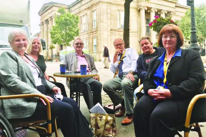 From left, outside Macclesfield Town Hall following Thursday's meeting are, Mrs Nevitt, Coun Helliwell, Mr Brooks, Conservative Coun Steve Edgar, who represents Haslington Ward, Mr Poole and Wybunbury Coun Janet Clowes, leader of the Conservative Group at Cheshire East.