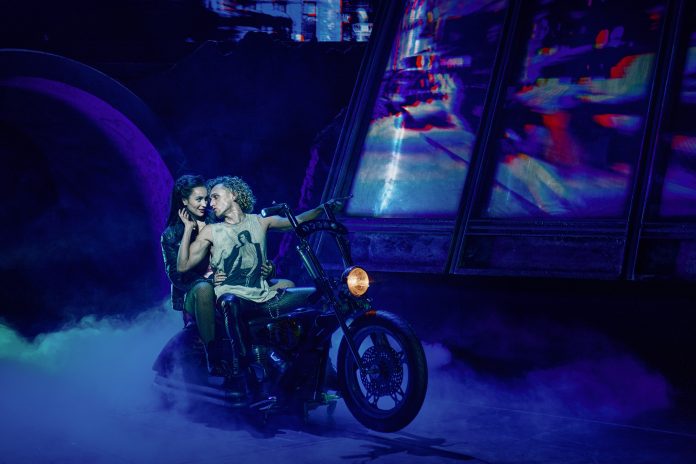 Martha Kirby, as Raven, and Glenn Adamson, as Strat, in Bat Out of Hell The Musical.