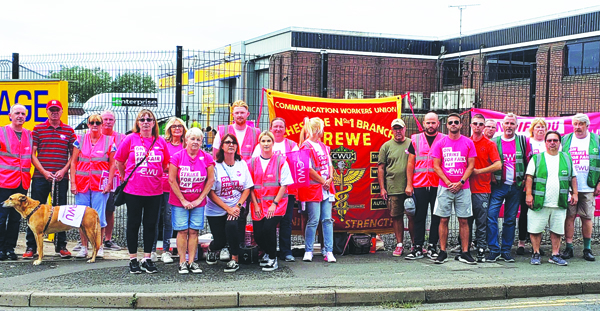 The Royal Mail picket line in Crewe.