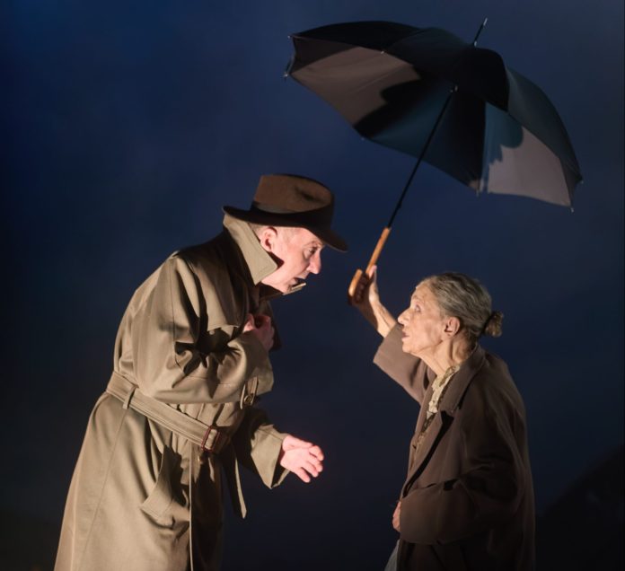 An Inspector Calls: Liam Brennan as Inspector Goole with Frances Campbell as Edna.