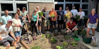 Volunteers dig in to help hospital garden NHS Astra zeneca